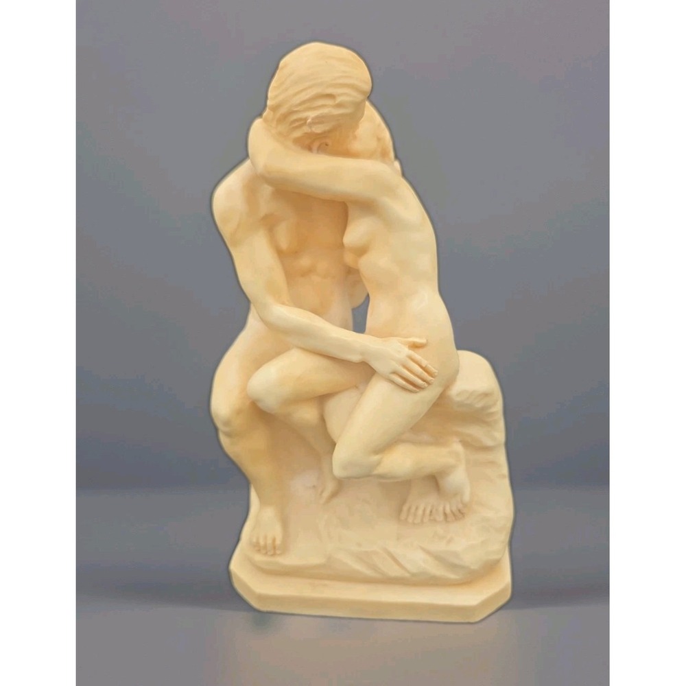 Vtg A. Santini The Kiss Alabaster Resin Sculpture Made In Italy Rodin Replica 7"